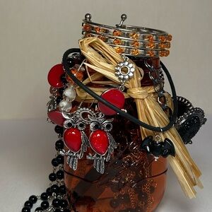 Halloween jewelry jar bundle lot witchy Goth owls bats